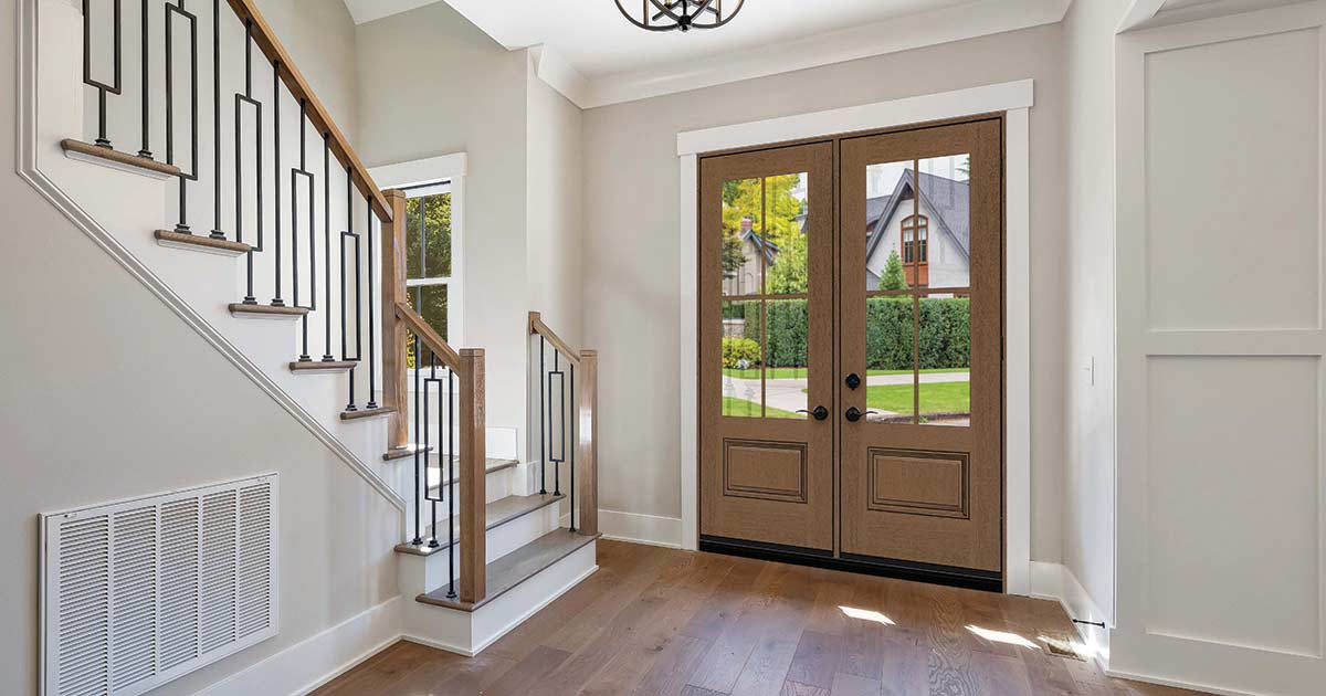 Inside view of double entrance door