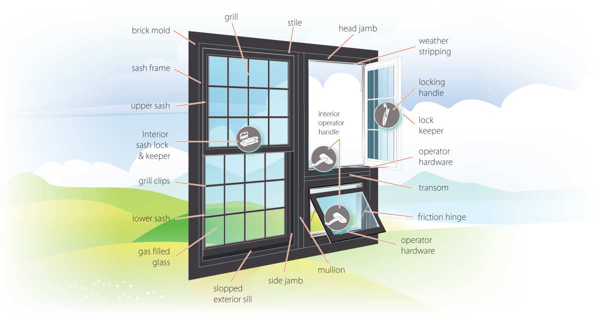 anatomy of and exterior window.