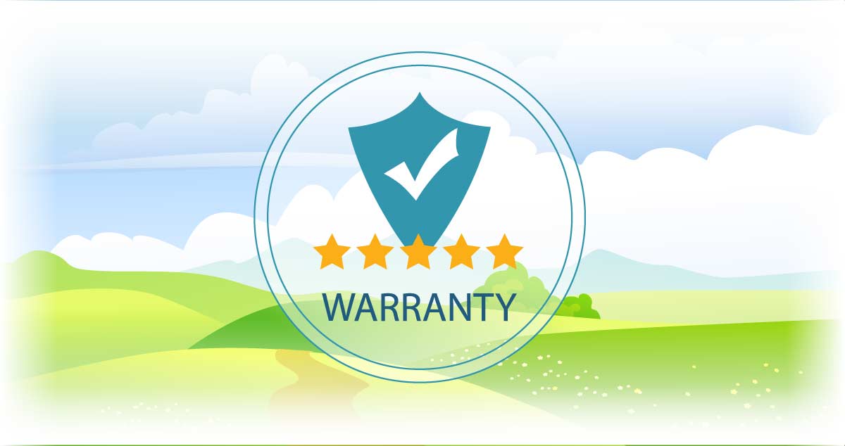 a warranty logo with 5 stars on it
