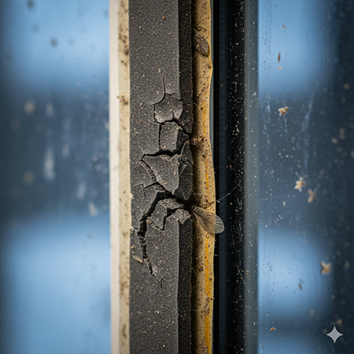 damaged weatherstripping tape example