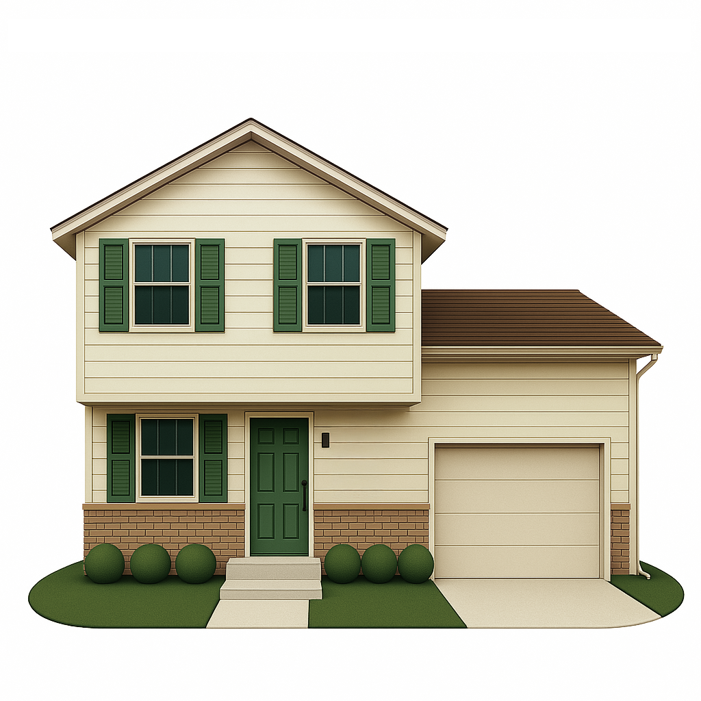 Split-level high ranch home with sliding and bay windows that enhance curb appeal and daylight access.