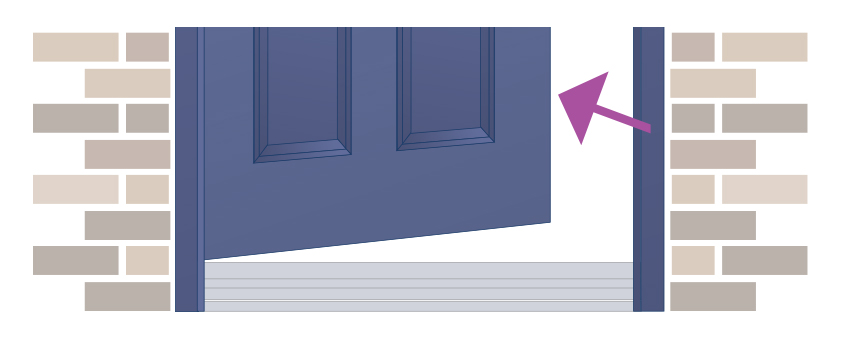 Why do the entry doors to most homes open inward, while in most public buildings, the entry doors open outward?