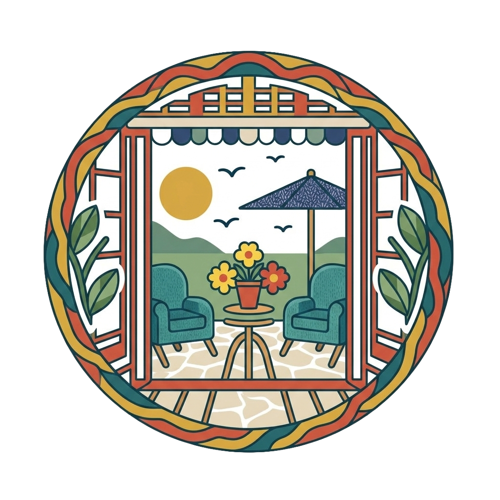 image of a pleasant comfortable outside view through a patio door