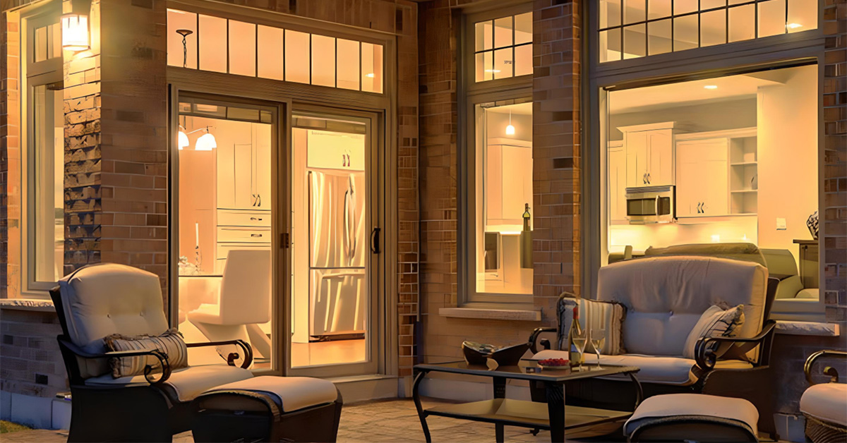 image showing a comfy deck with a sliding patio door in the background