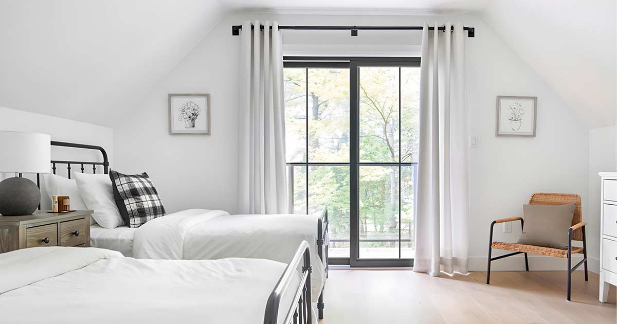 image showing a closed sliding patio door from inside the home