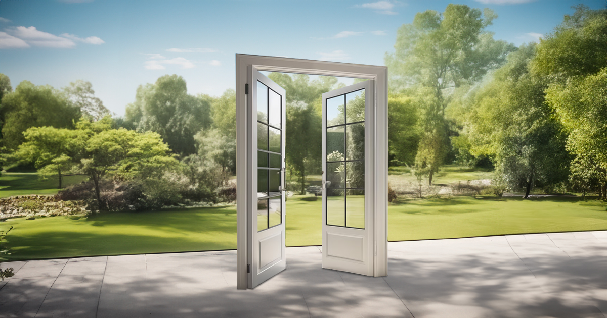 image showing a framed swinging patio door