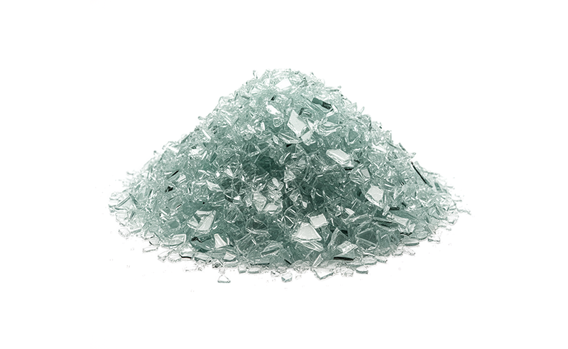 tempered glass broken safely into small cubes