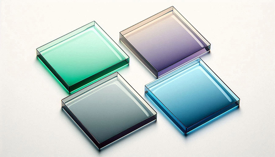 Image of 4 typical colour of tinted glass