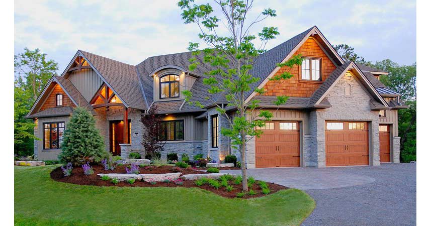 image of a nice home with dark coloured window frames