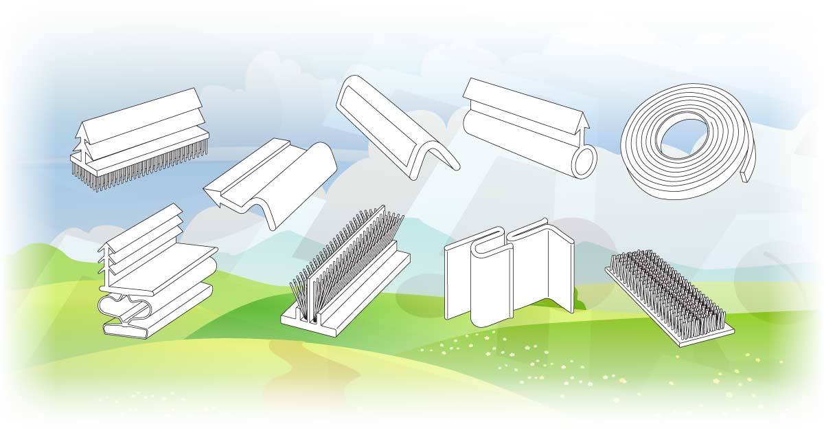 Different types of door weatherstripping, showcasing options for improving energy efficiency and sealing.