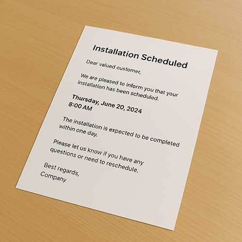 Scheduling window installation appointment