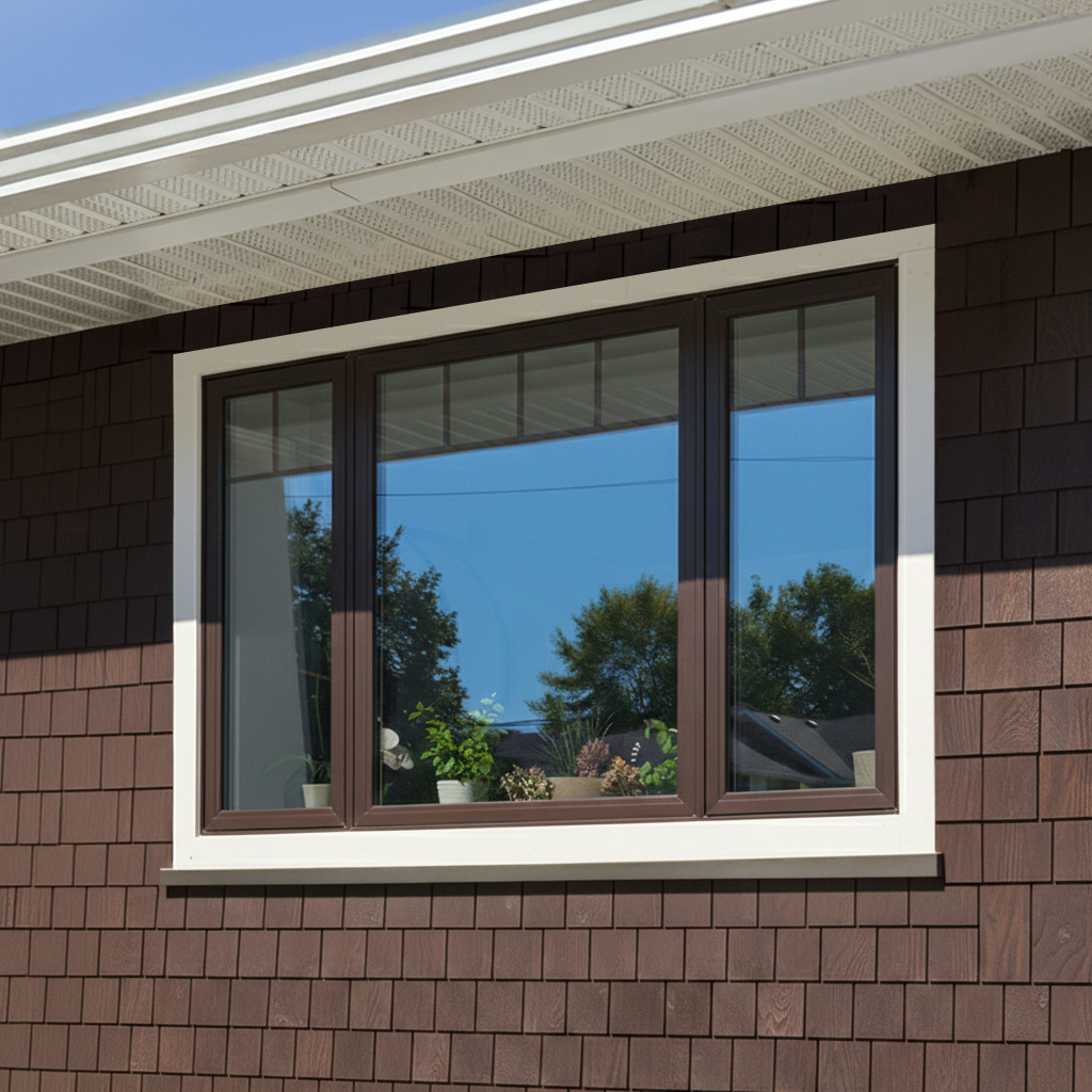 thumbnail - double brown casement window with large picture window in the middle - Ottawa