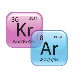 Krypton and Argon filled glass